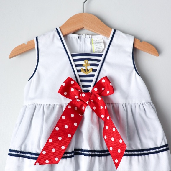Vintage Nautical Sailor Striped Bubble Romper 2T - Picture 2 of 6